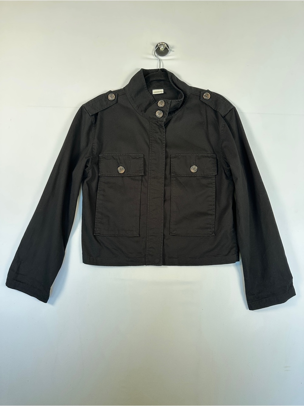 JACQUELINE de YONG Black Cropped Utility Field Jacket EU 34